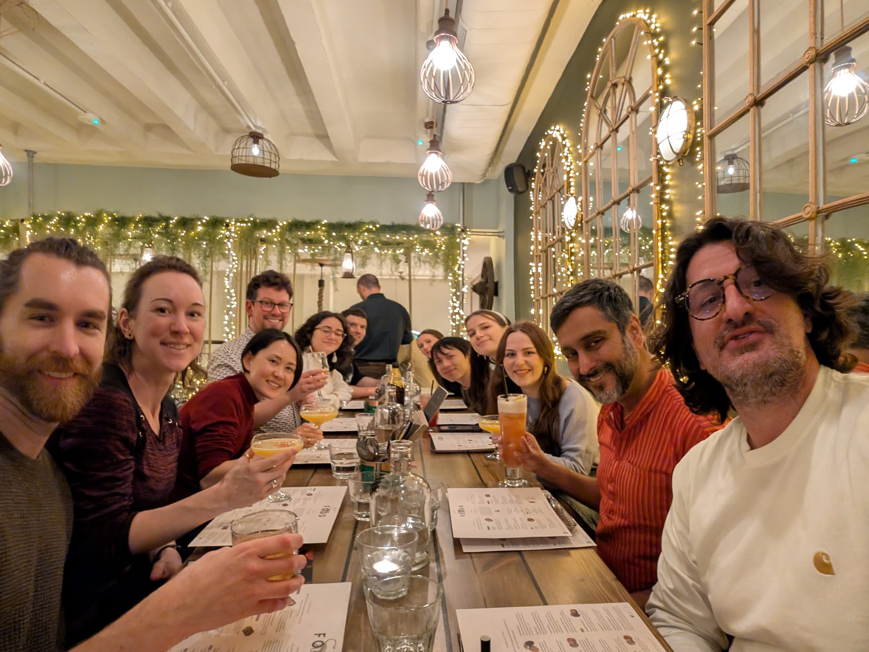 Lab members at a Christmas party